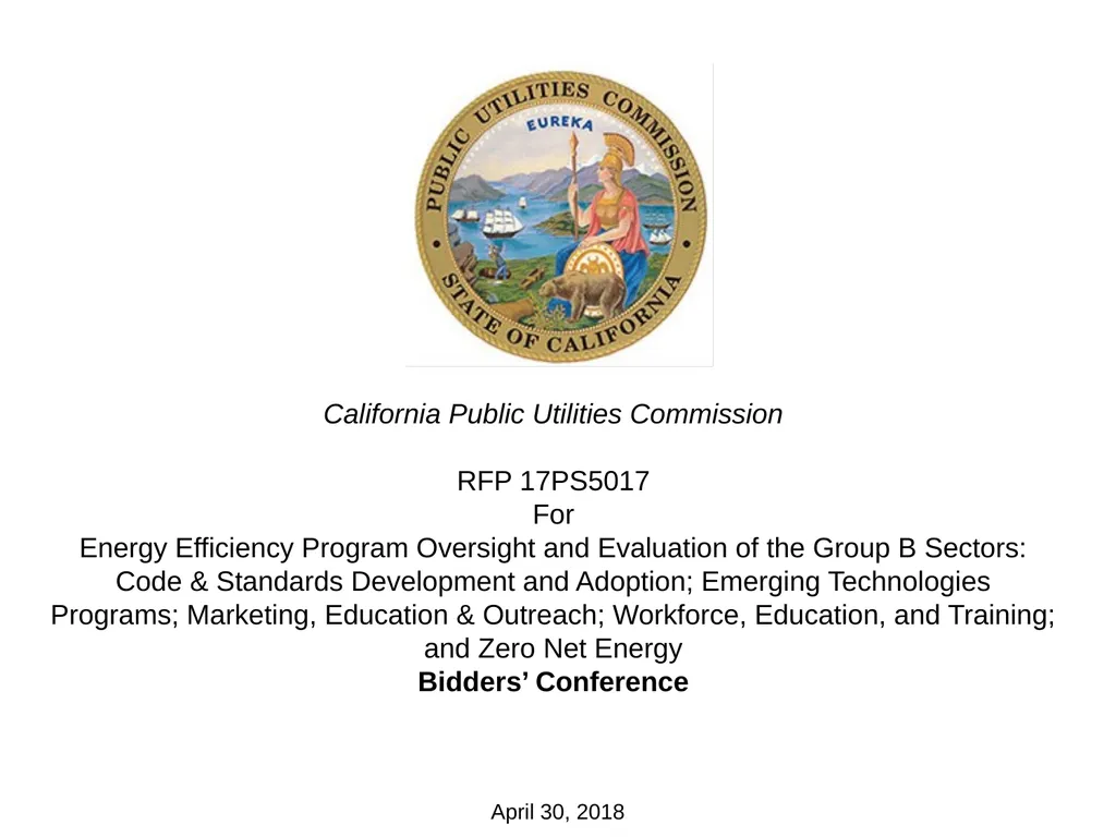 April 30, 2018 California Public Utilities