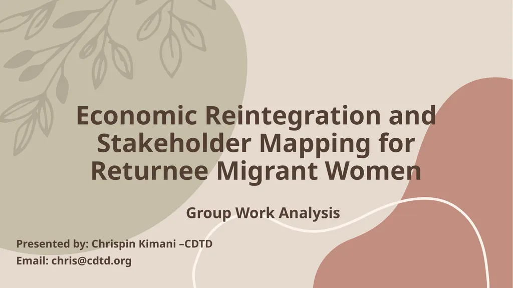 Economic Reintegration and Stakeholder Mapping for