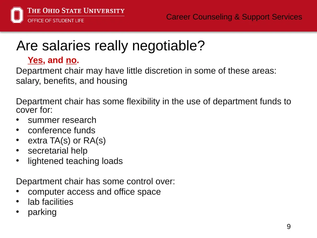 Negotiating Career Counseling and Support Services - slide 9 of 34