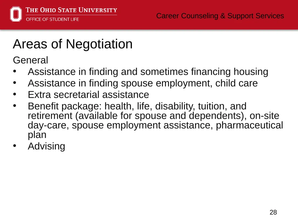 Negotiating Career Counseling and Support Services - slide 28 of 34