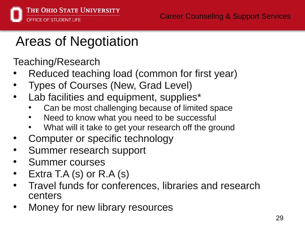 Negotiating Career Counseling and Support Services - slide 29 of 34