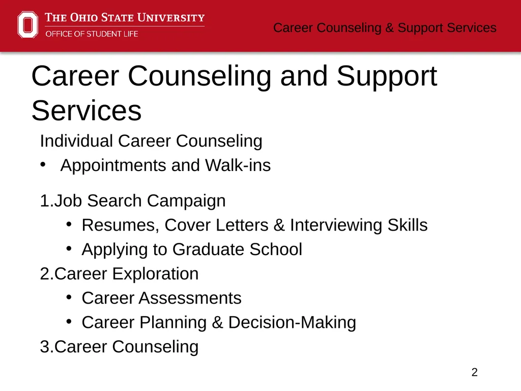 Negotiating Career Counseling and Support Services - slide 2 of 34