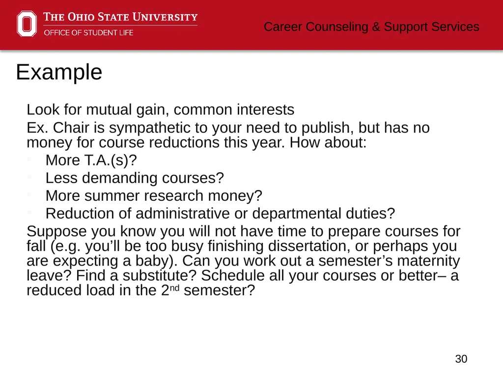 Negotiating Career Counseling and Support Services - slide 30 of 34