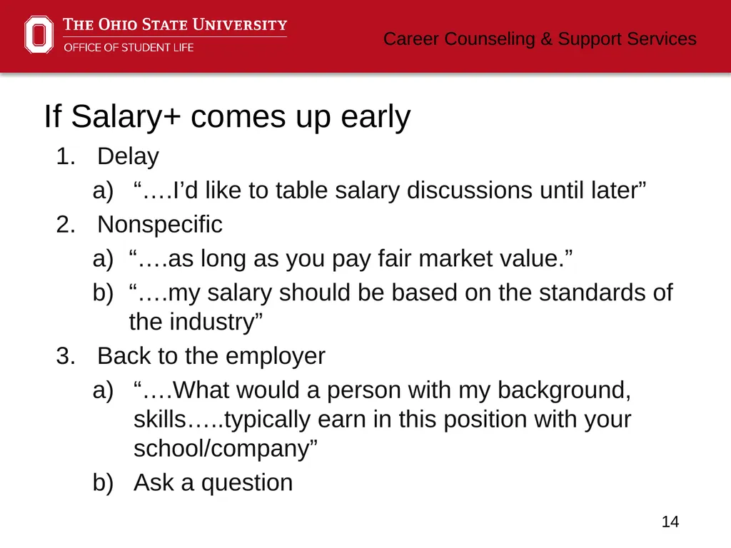 Negotiating Career Counseling and Support Services - slide 14 of 34