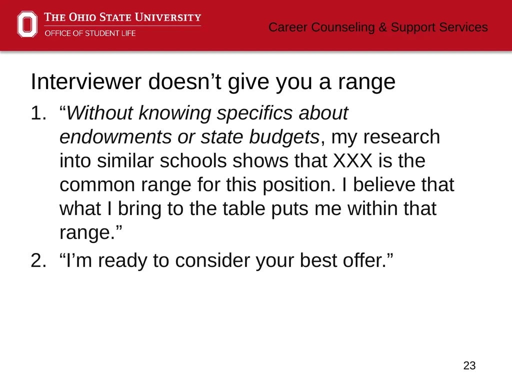 Negotiating Career Counseling and Support Services - slide 23 of 34