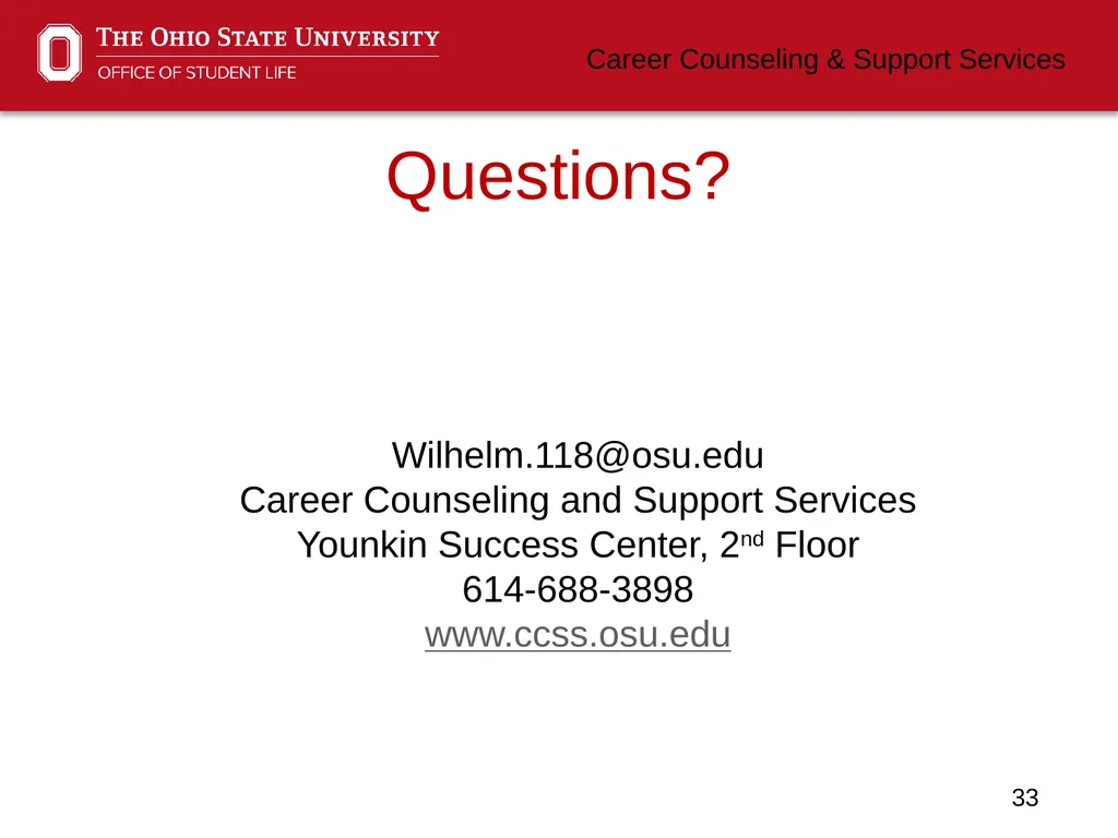 Negotiating Career Counseling and Support Services - slide 33 of 34
