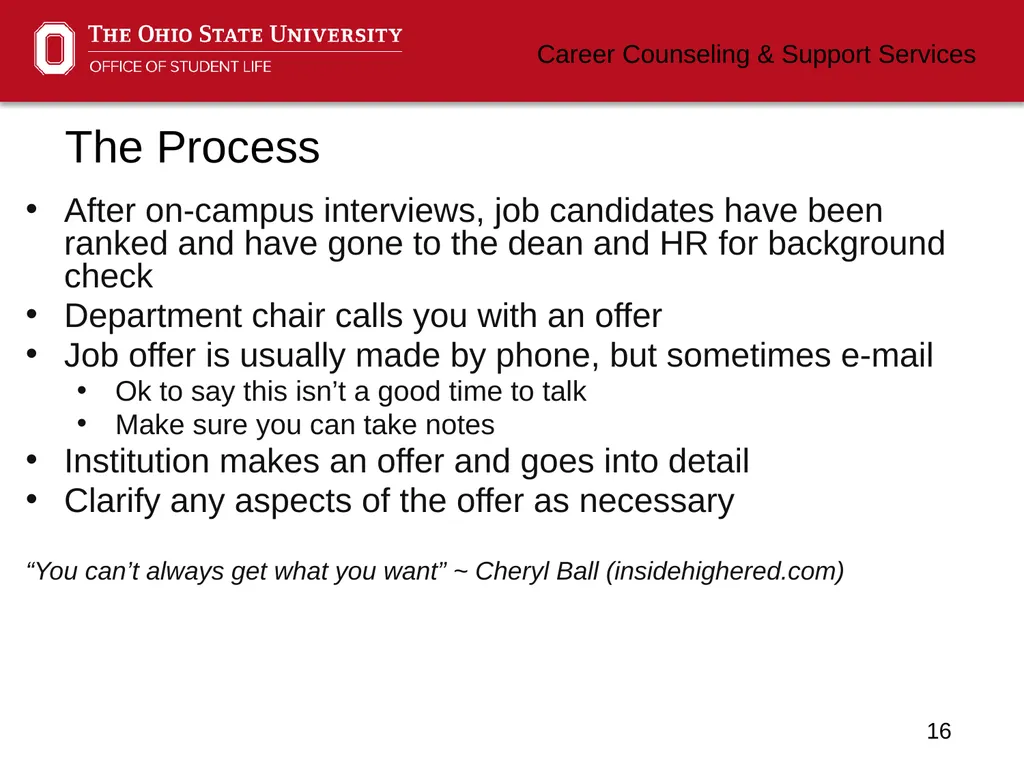 Negotiating Career Counseling and Support Services - slide 16 of 34