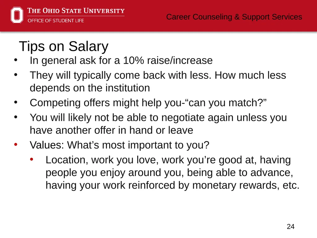 Negotiating Career Counseling and Support Services - slide 24 of 34