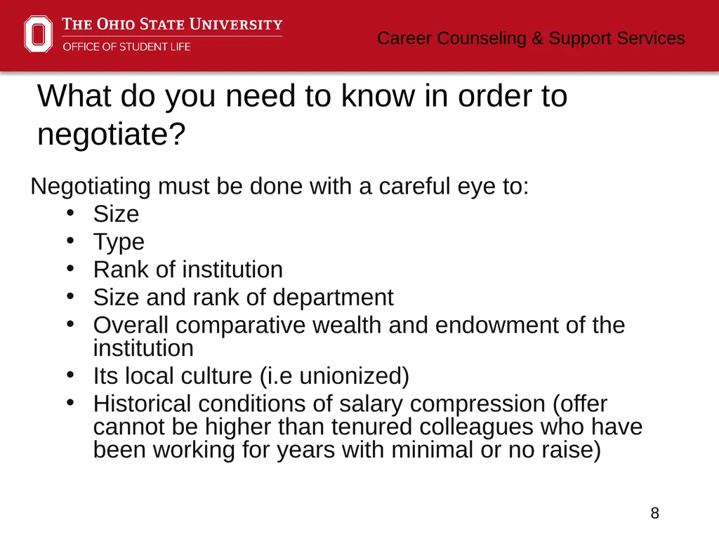 Negotiating Career Counseling and Support Services - slide 8 of 34