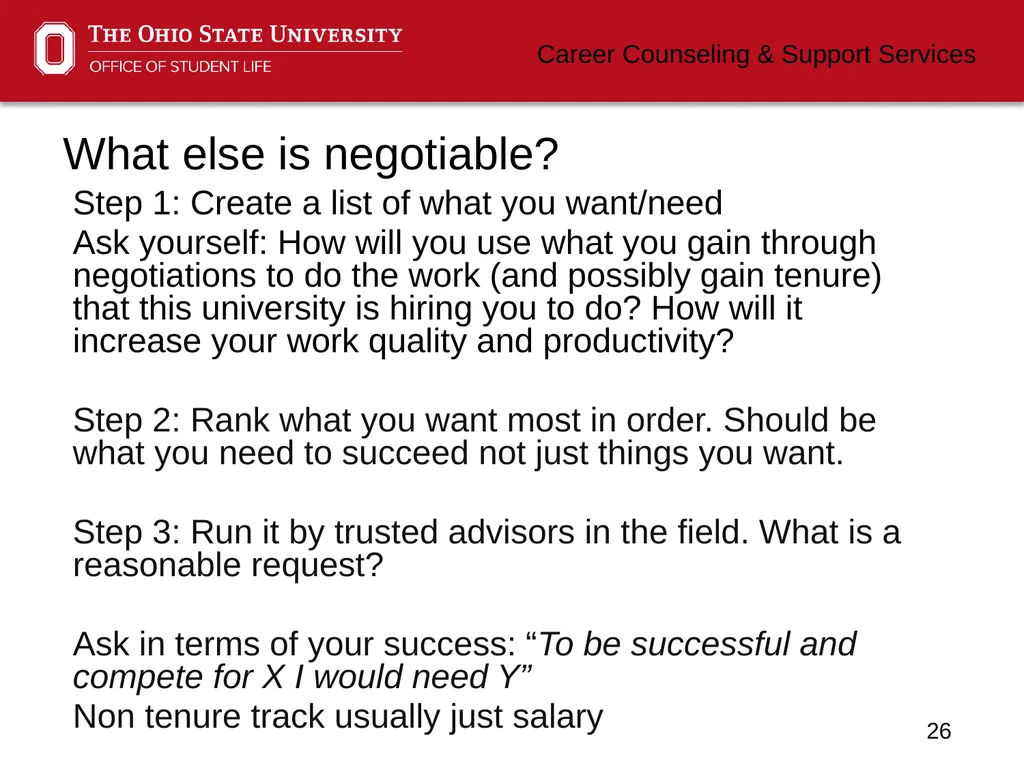 Negotiating Career Counseling and Support Services - slide 26 of 34