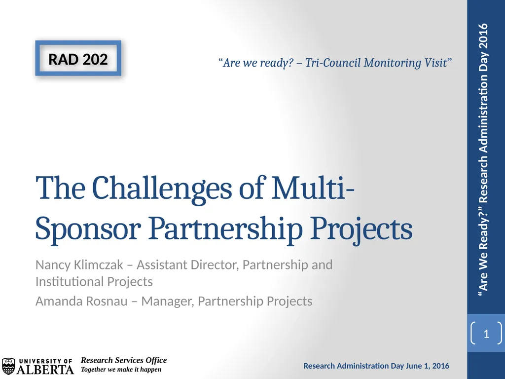 The Challenges of Multi-Sponsor Partnership - slide 1 of 23