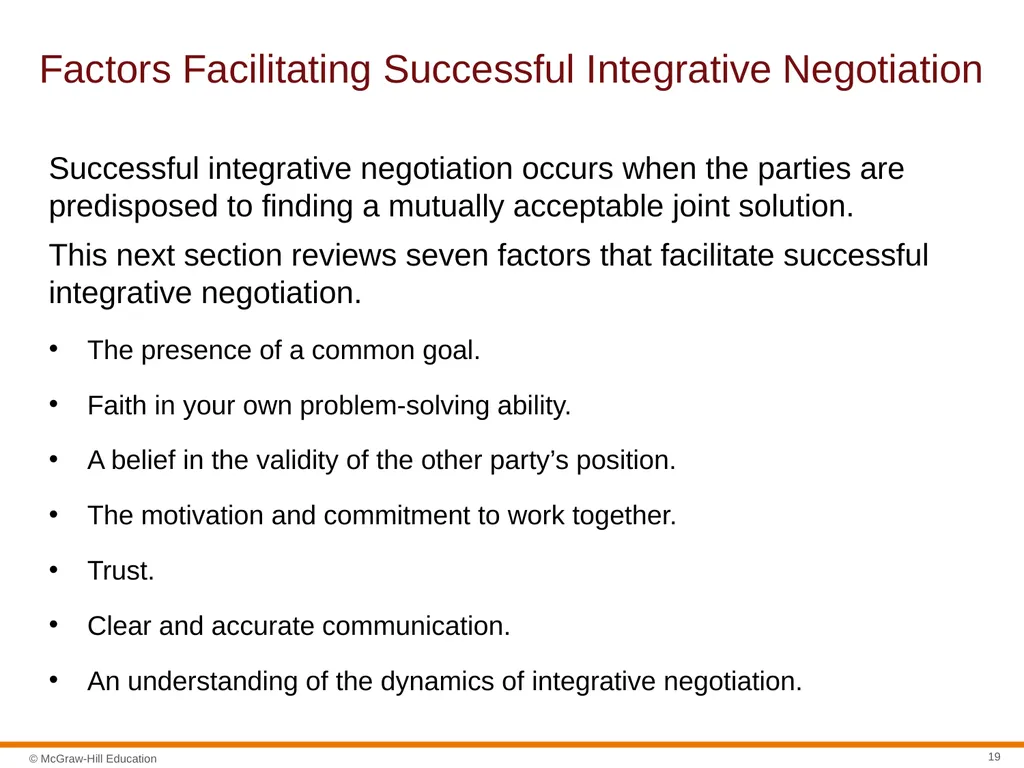 Negotiation Section 01: Negotiation Fundamentals - slide 19 of 27