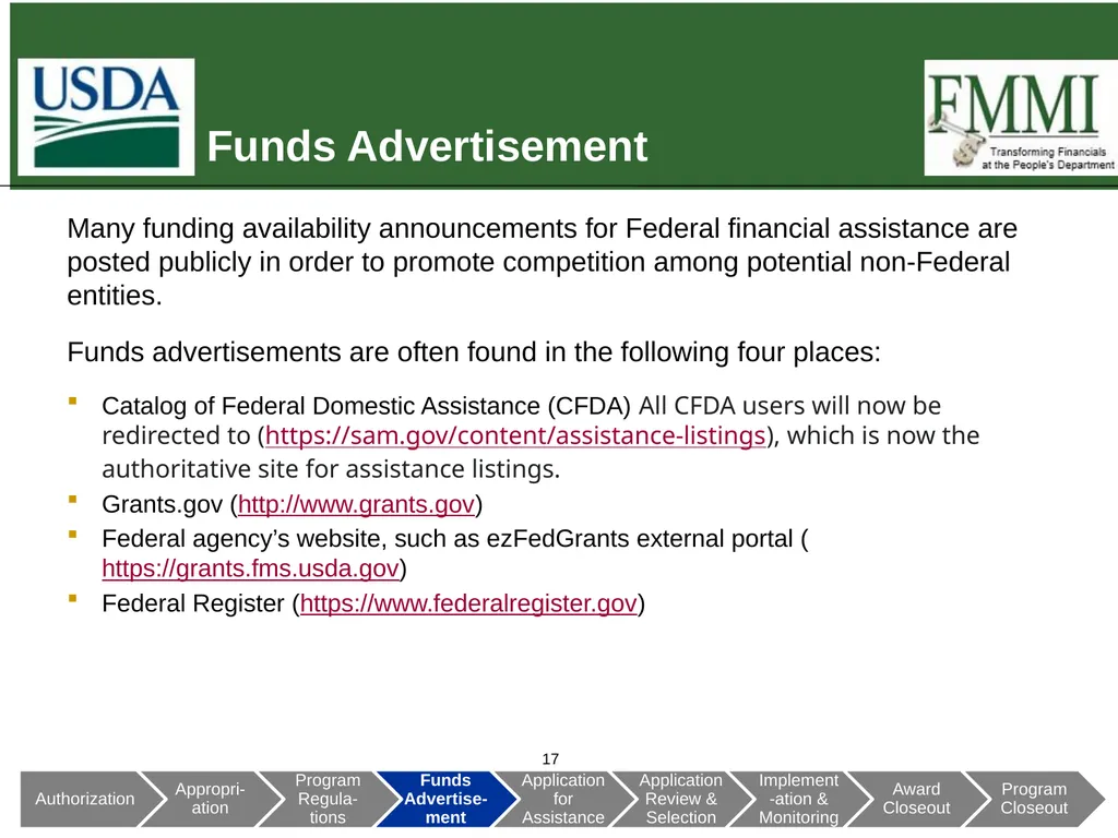 Federal Financial Assistance Update May 2018 - slide 17 of 41