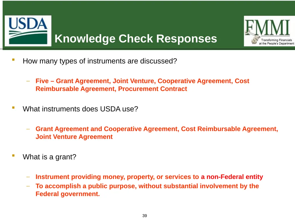 Federal Financial Assistance Update May 2018 - slide 39 of 41
