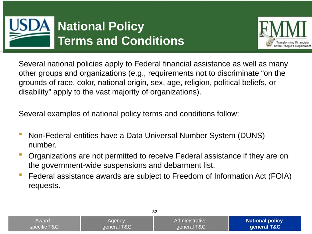 Federal Financial Assistance Update May 2018 - slide 32 of 41