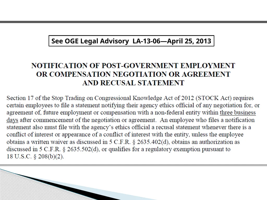 Seeking and Negotiating Employment 5 CFR section - slide 36 of 41