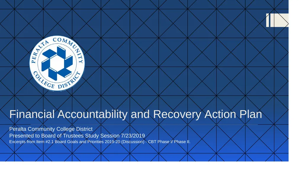 Financial Accountability and Recovery Action Plan - slide 1 of 16