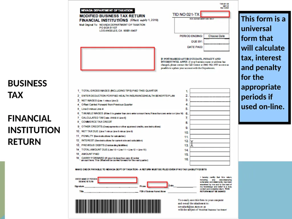 STATE OF NEVADA DEPARTMENT OF TAXATION Modified - slide 9 of 23