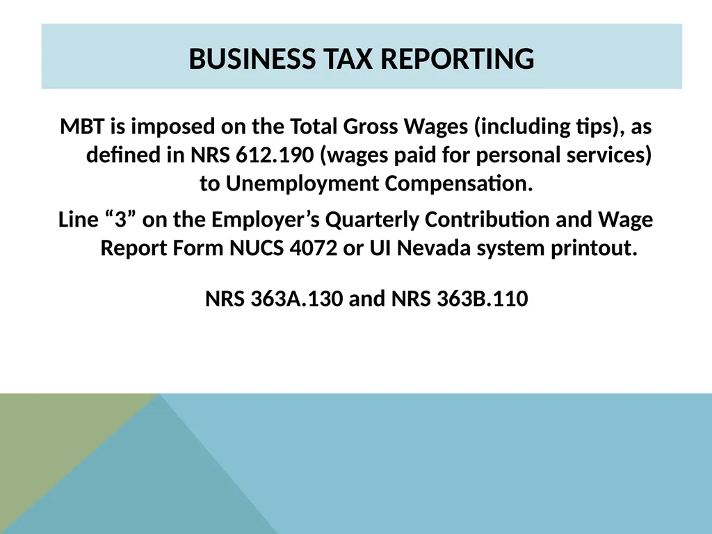 STATE OF NEVADA DEPARTMENT OF TAXATION Modified - slide 13 of 23