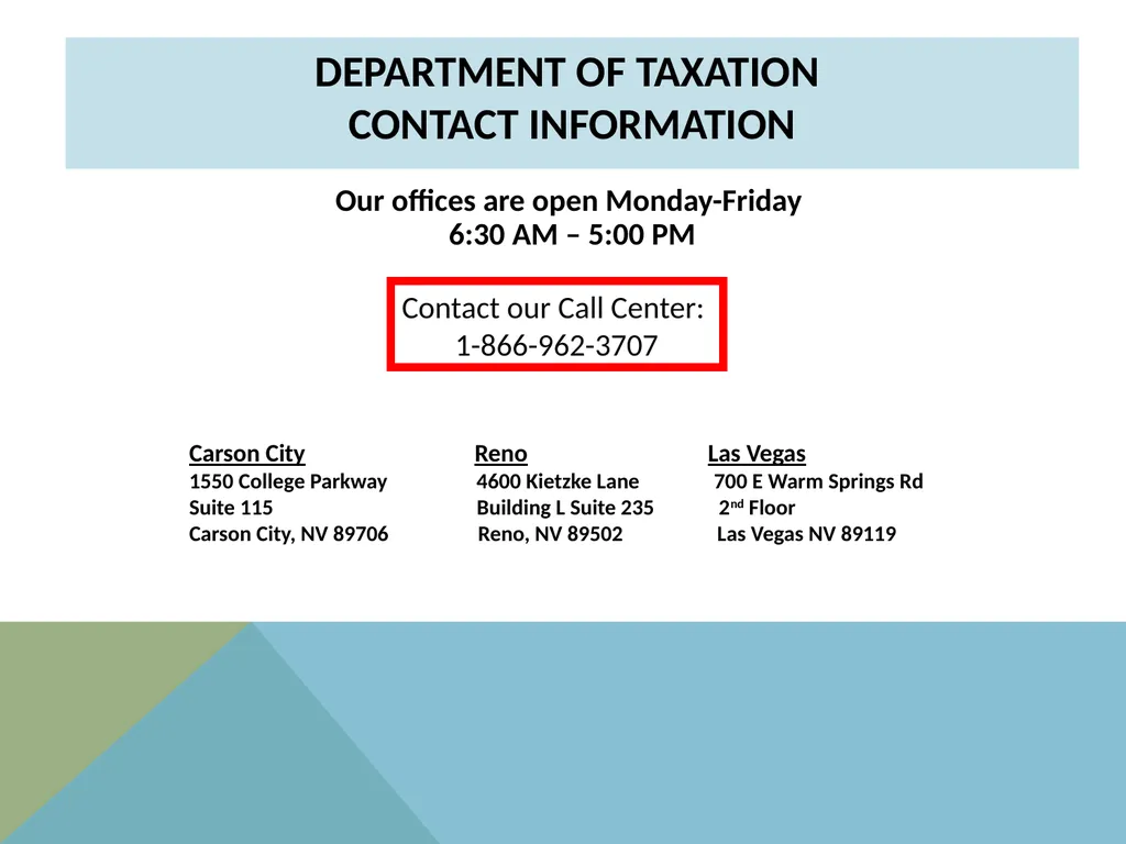 STATE OF NEVADA DEPARTMENT OF TAXATION Modified - slide 23 of 23