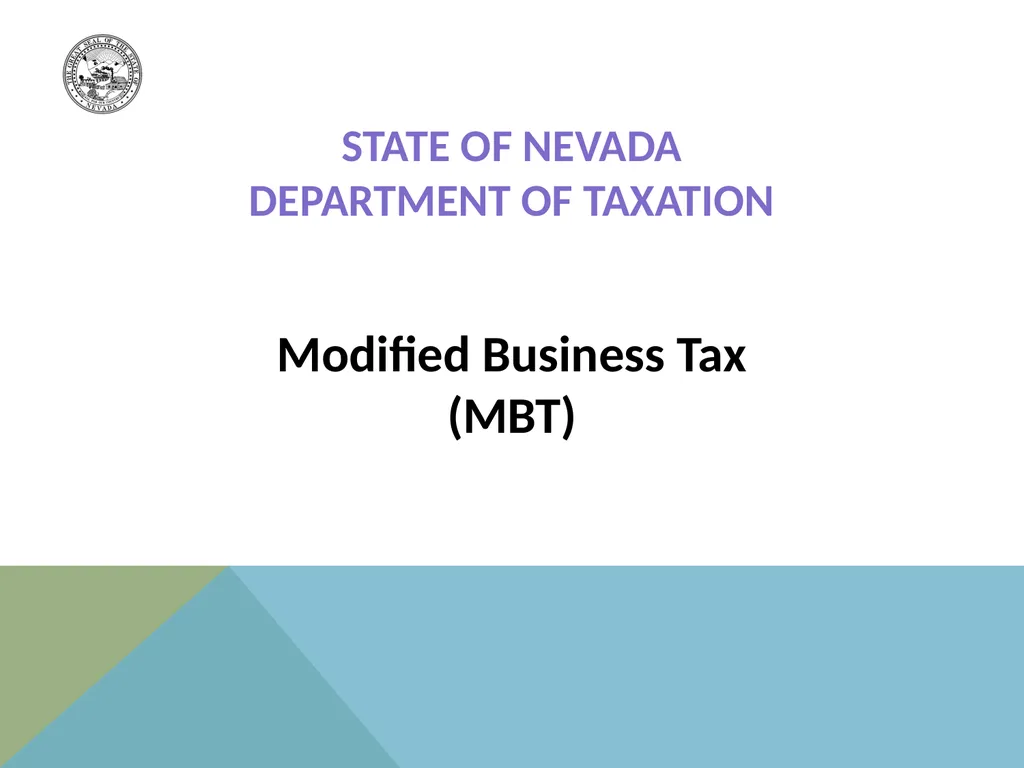 STATE OF NEVADA DEPARTMENT OF TAXATION Modified - slide 1 of 23