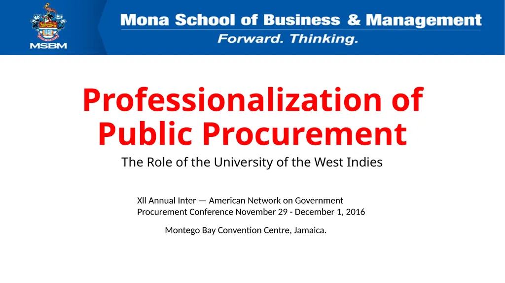 Professionalization of Public Procurement The Role - slide 1 of 12