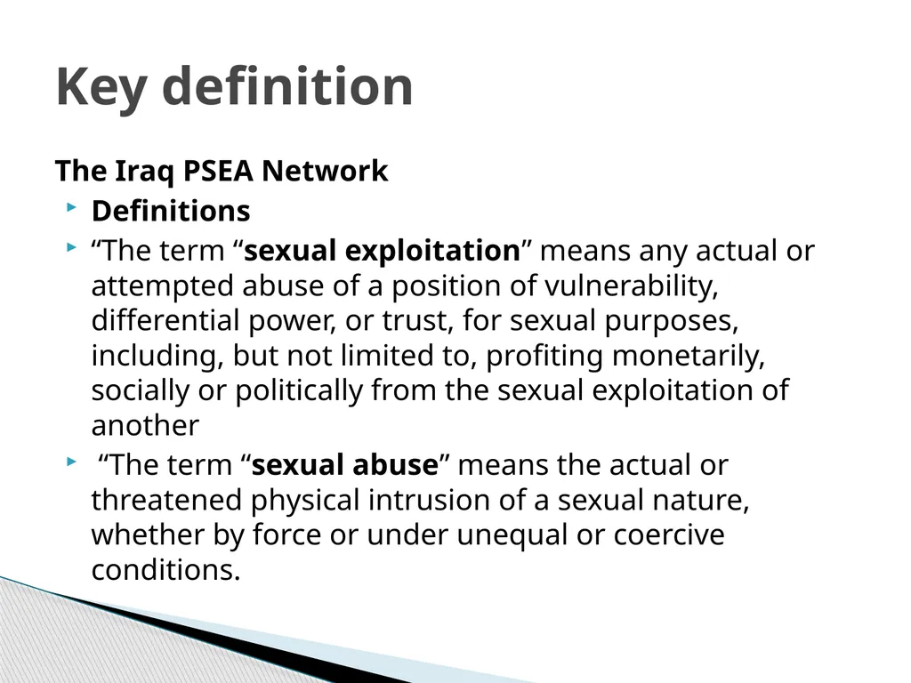 PSEA What is PSEA? Protection from Sexual - slide 6 of 14