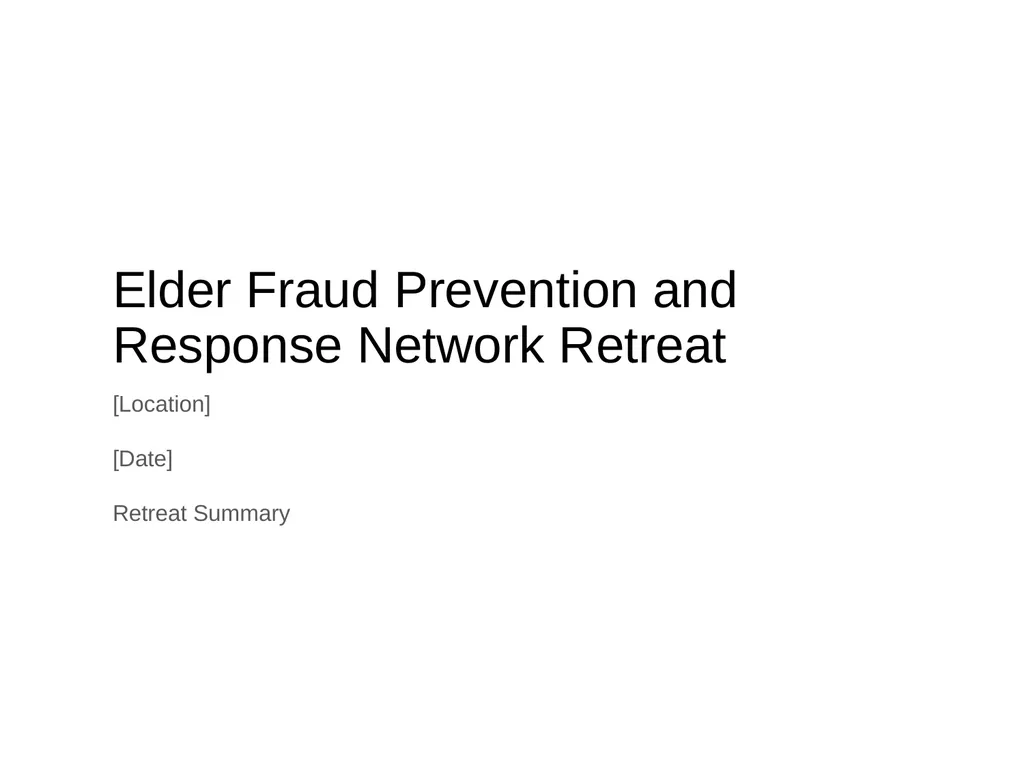 Elder Fraud Prevention and Response Network - slide 1 of 19