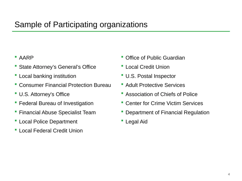 Elder Fraud Prevention and Response Network - slide 4 of 19