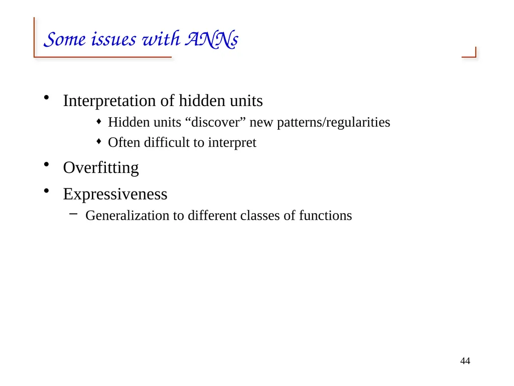Artificial Neural Networks 1 2 Neural networks - slide 44 of 61