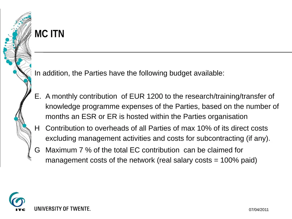 VGIrisk Workshop financial issues of EU funding - slide 4 of 11