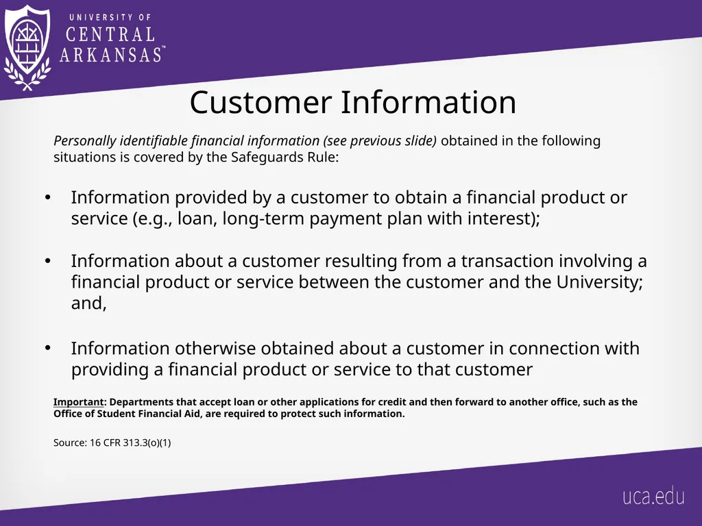 UCA Gramm-Leach Bliley Act (GLBA) Safeguards Rule - slide 8 of 17