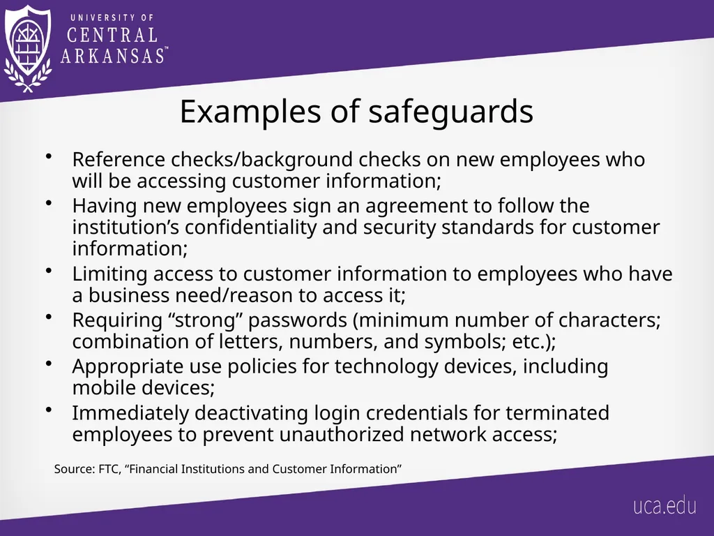 UCA Gramm-Leach Bliley Act (GLBA) Safeguards Rule - slide 12 of 17