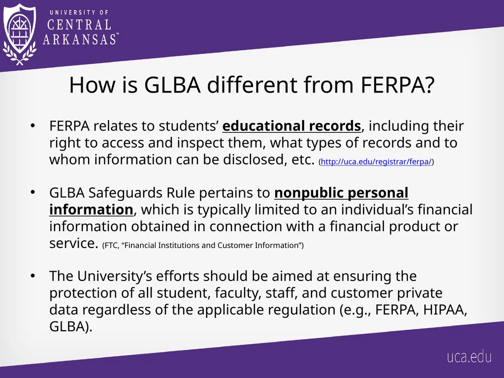 UCA Gramm-Leach Bliley Act (GLBA) Safeguards Rule - slide 4 of 17