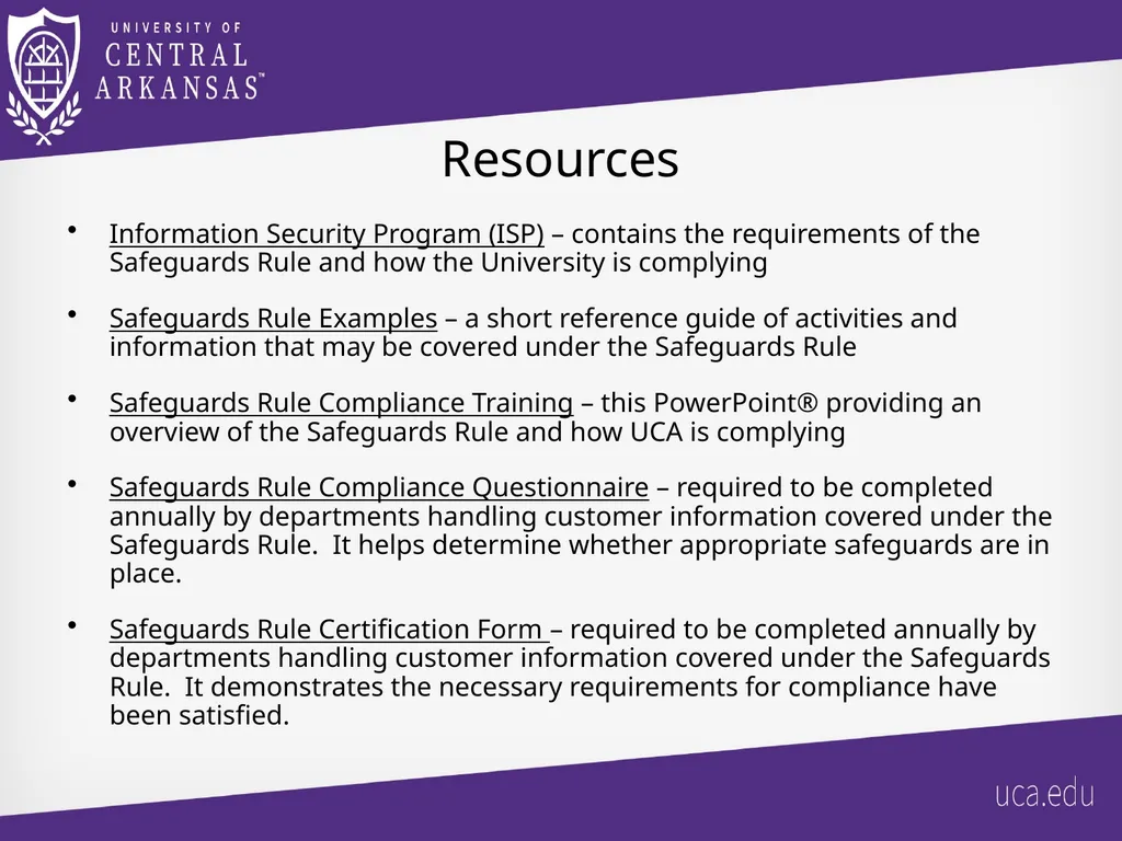 UCA Gramm-Leach Bliley Act (GLBA) Safeguards Rule - slide 15 of 17