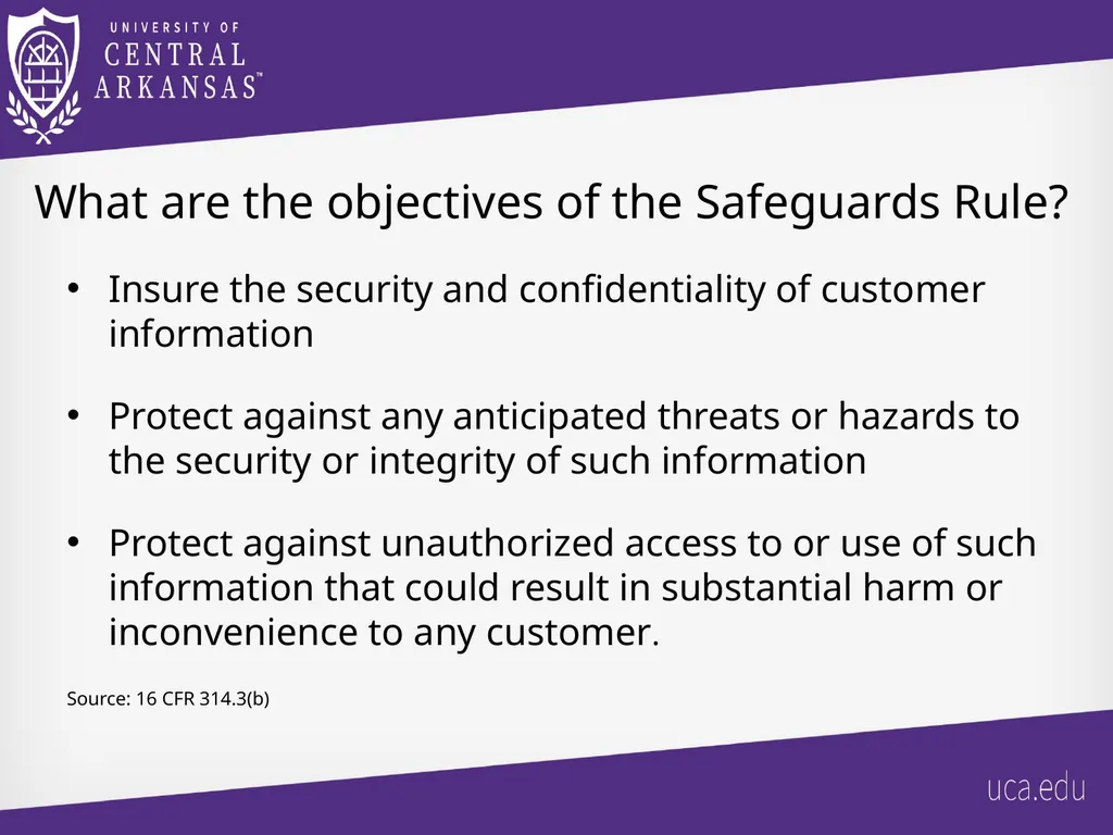 UCA Gramm-Leach Bliley Act (GLBA) Safeguards Rule - slide 5 of 17
