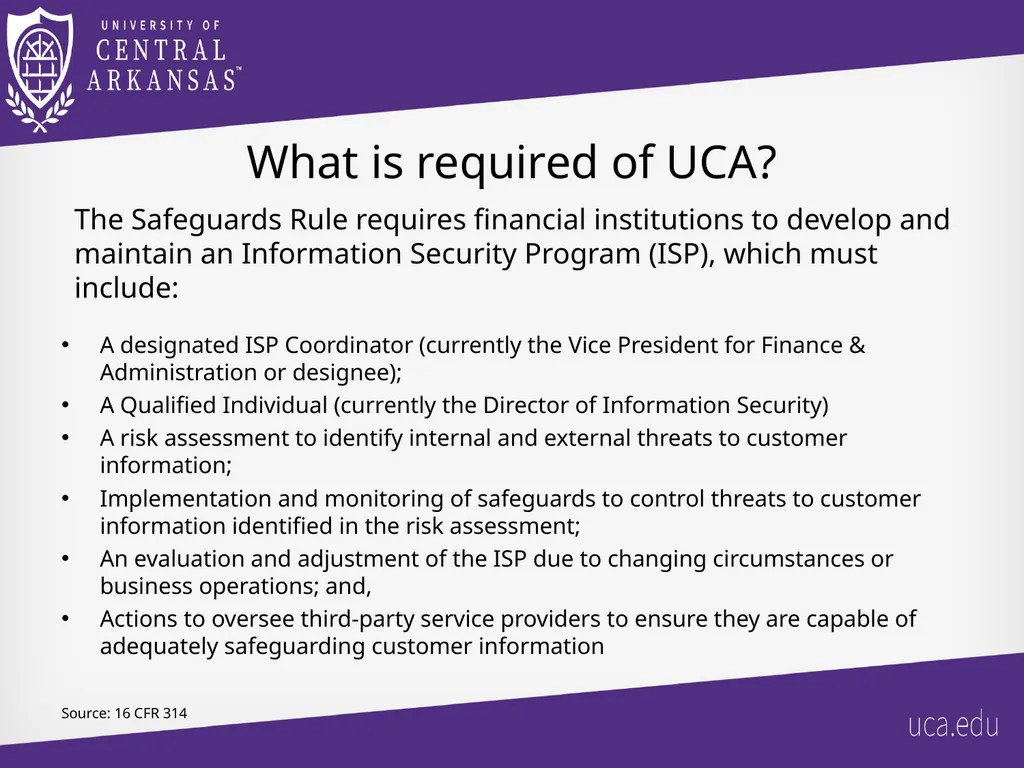 UCA Gramm-Leach Bliley Act (GLBA) Safeguards Rule - slide 10 of 17