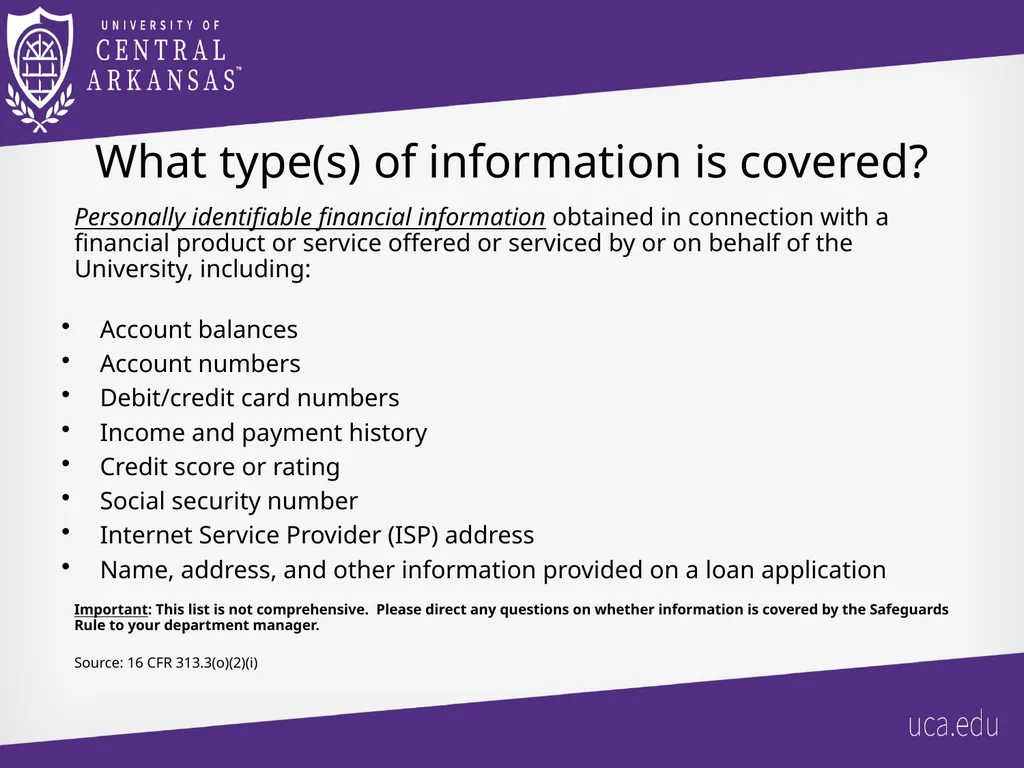UCA Gramm-Leach Bliley Act (GLBA) Safeguards Rule - slide 7 of 17