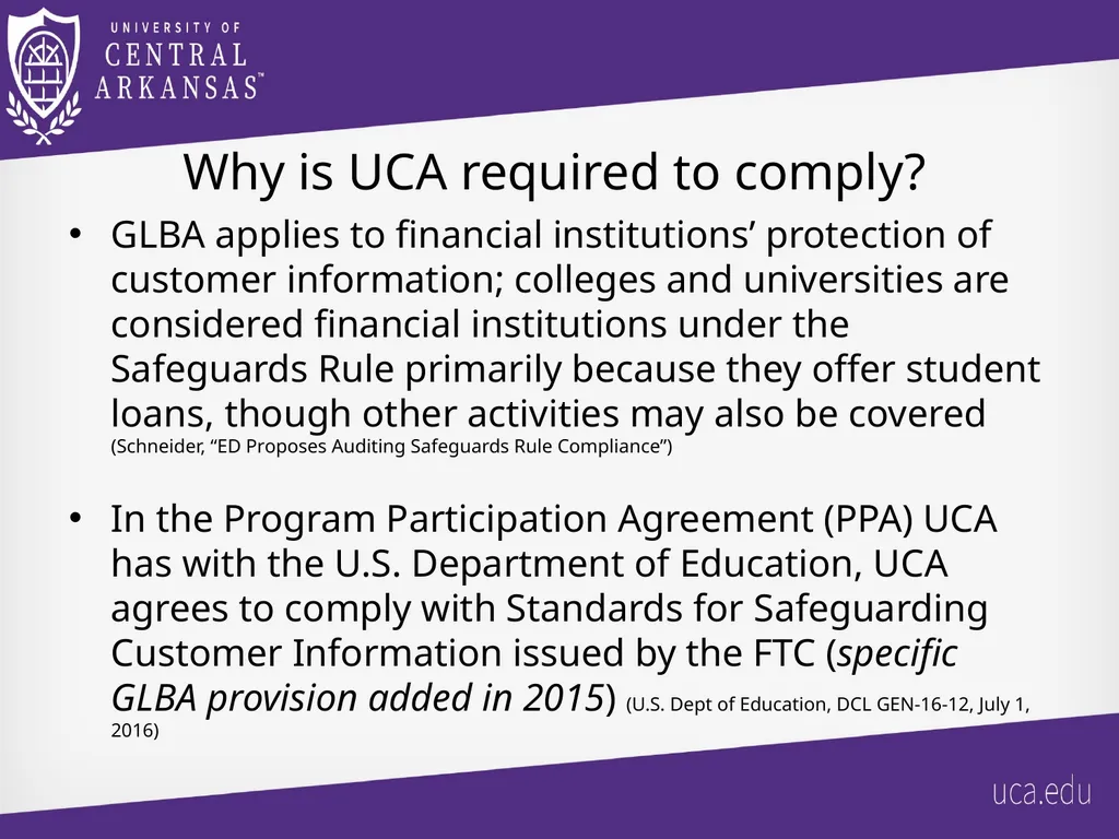 UCA Gramm-Leach Bliley Act (GLBA) Safeguards Rule - slide 6 of 17