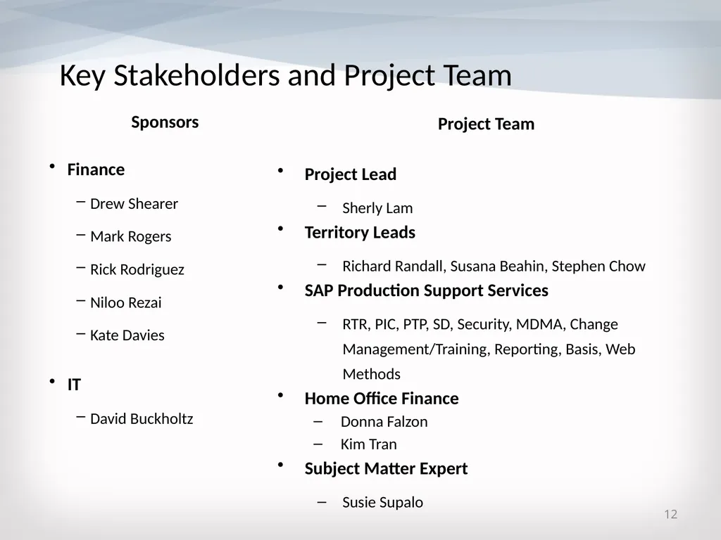 TV Rollouts: SAP and Ariba Implementation October - slide 12 of 15