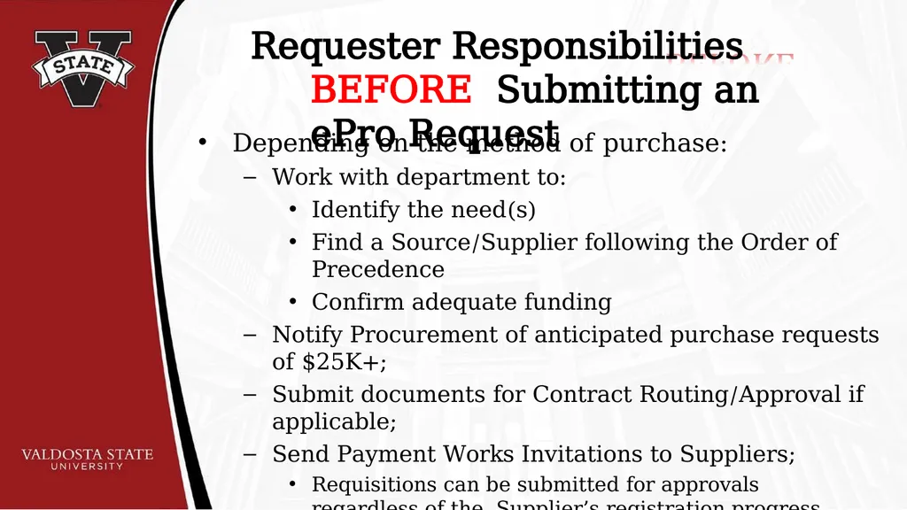 PURCHASING GUIDELINES & ePROCUREMENT REQUESTOR - slide 18 of 24