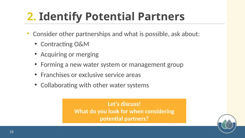 Water System Partnerships: Opportunities to Solve - slide 18 of 37