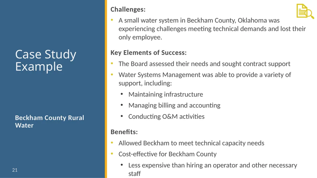 Water System Partnerships: Opportunities to Solve - slide 21 of 37
