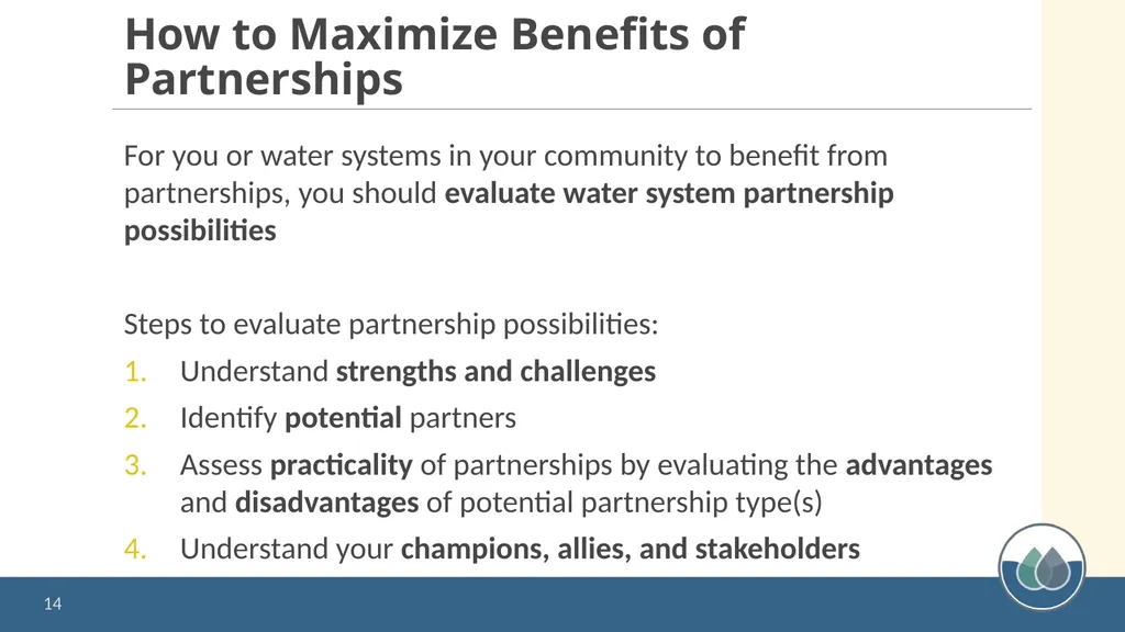 Water System Partnerships: Opportunities to Solve - slide 14 of 37