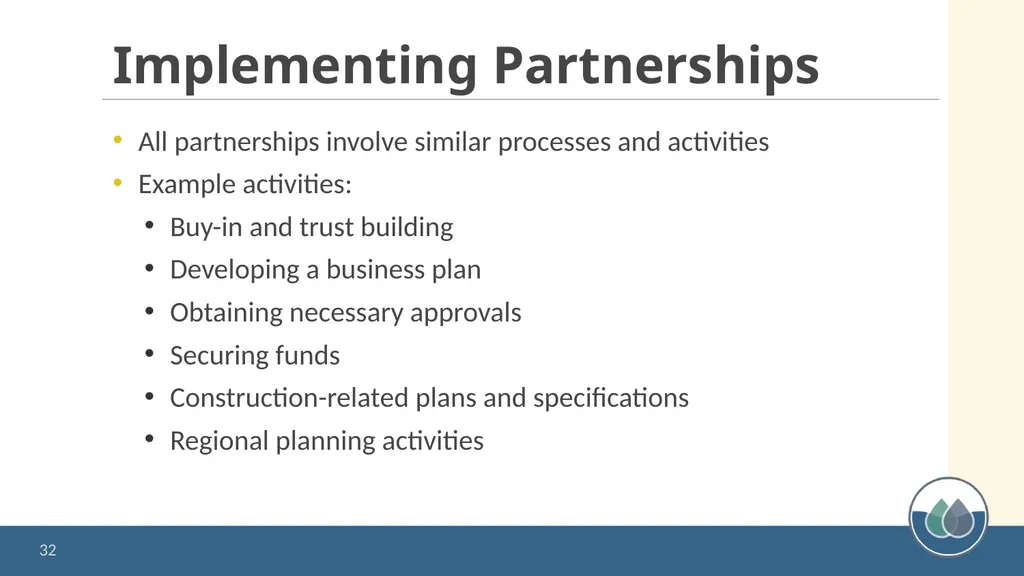 Water System Partnerships: Opportunities to Solve - slide 32 of 37