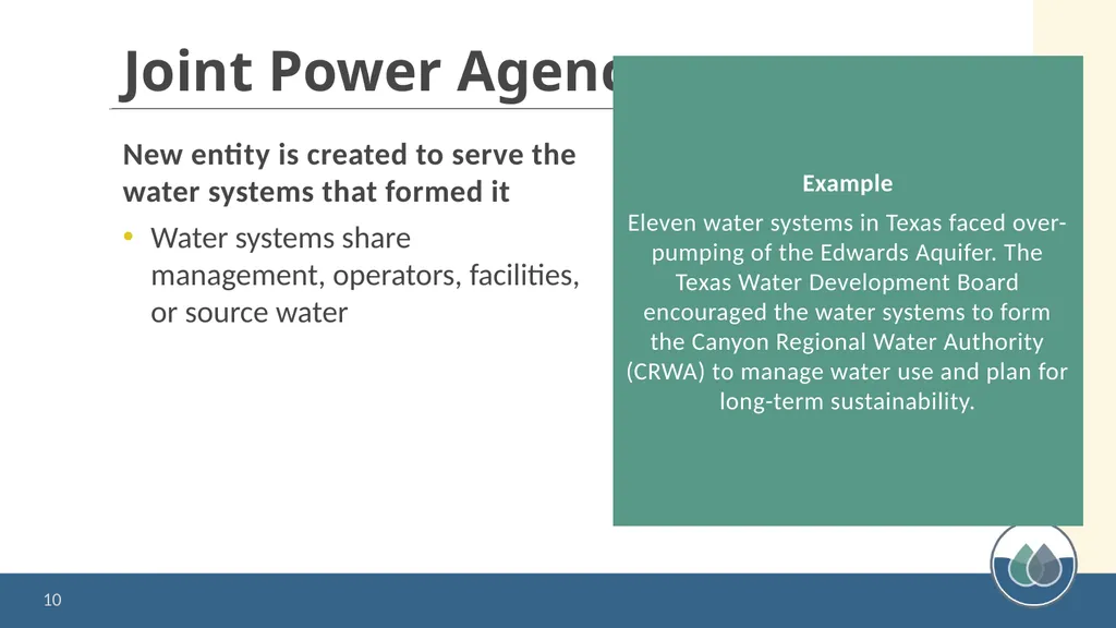 Water System Partnerships: Opportunities to Solve - slide 10 of 37