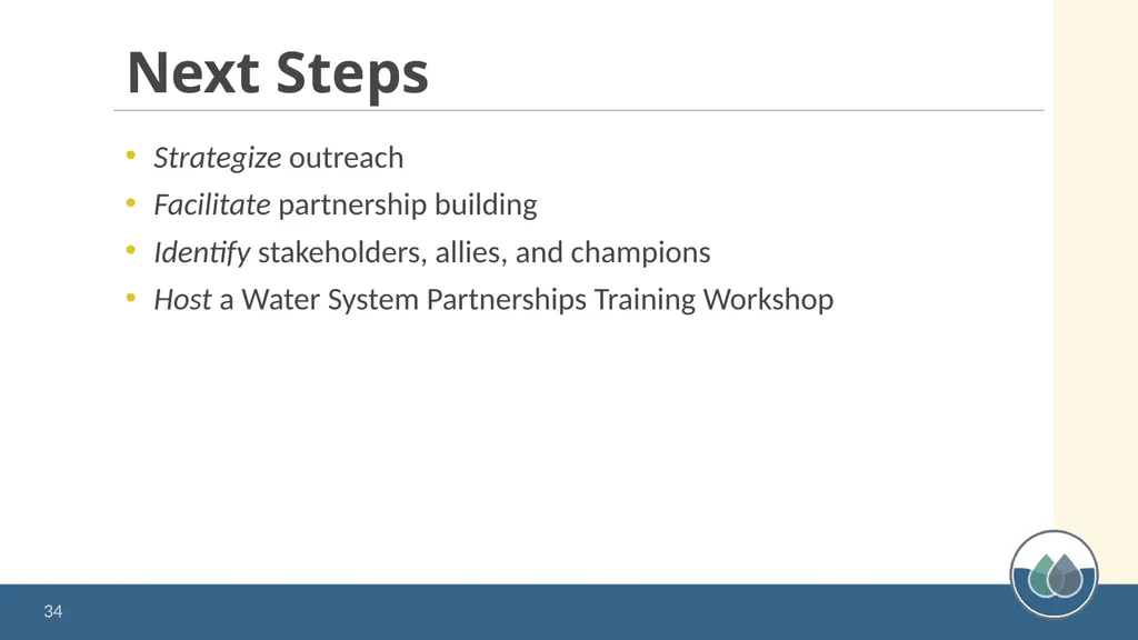 Water System Partnerships: Opportunities to Solve - slide 34 of 37