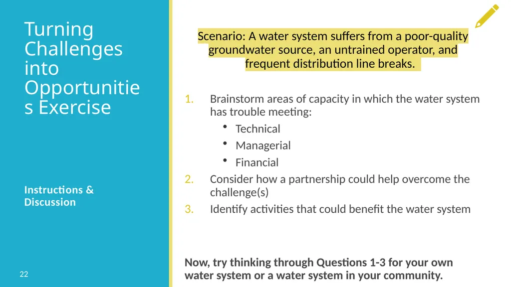 Water System Partnerships: Opportunities to Solve - slide 22 of 37