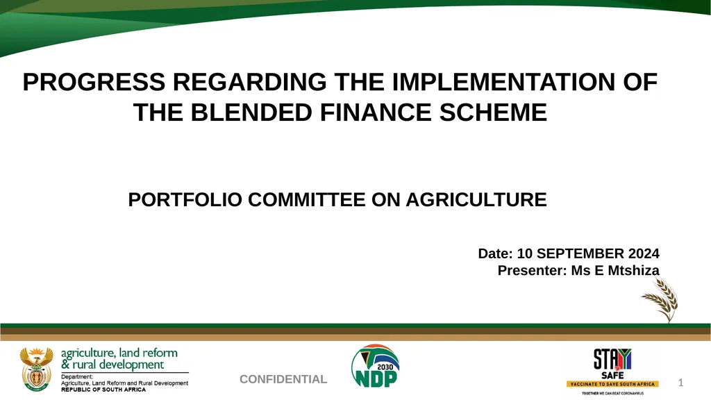 PROGRESS REGARDING THE IMPLEMENTATION OF THE - slide 1 of 23