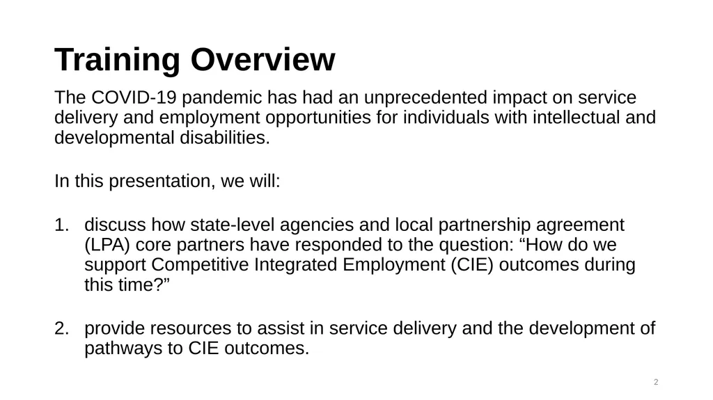 Local Partnership Agreement Training COVID-19 - slide 2 of 20